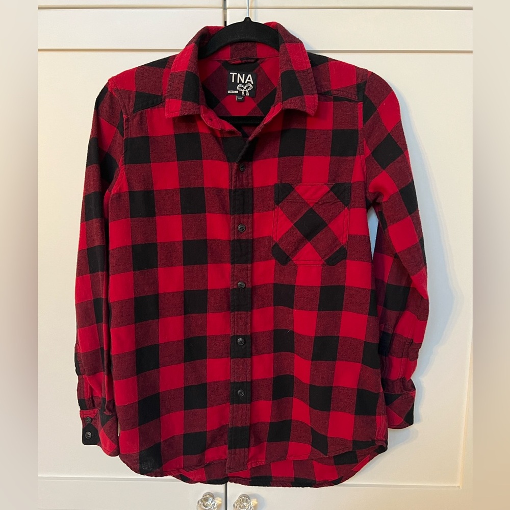 TNA oversized XXS buffalo plaid flannel shirt